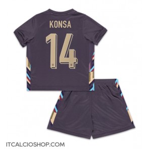 Inghilterra Ezri Konsa #14 Seconda Maglia Bambino Europei 2024 Manica Corta (+ Pantaloni corti)